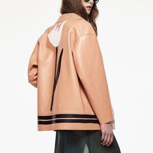 Marni R/15 Peach Leather Tulip-Print Jacket